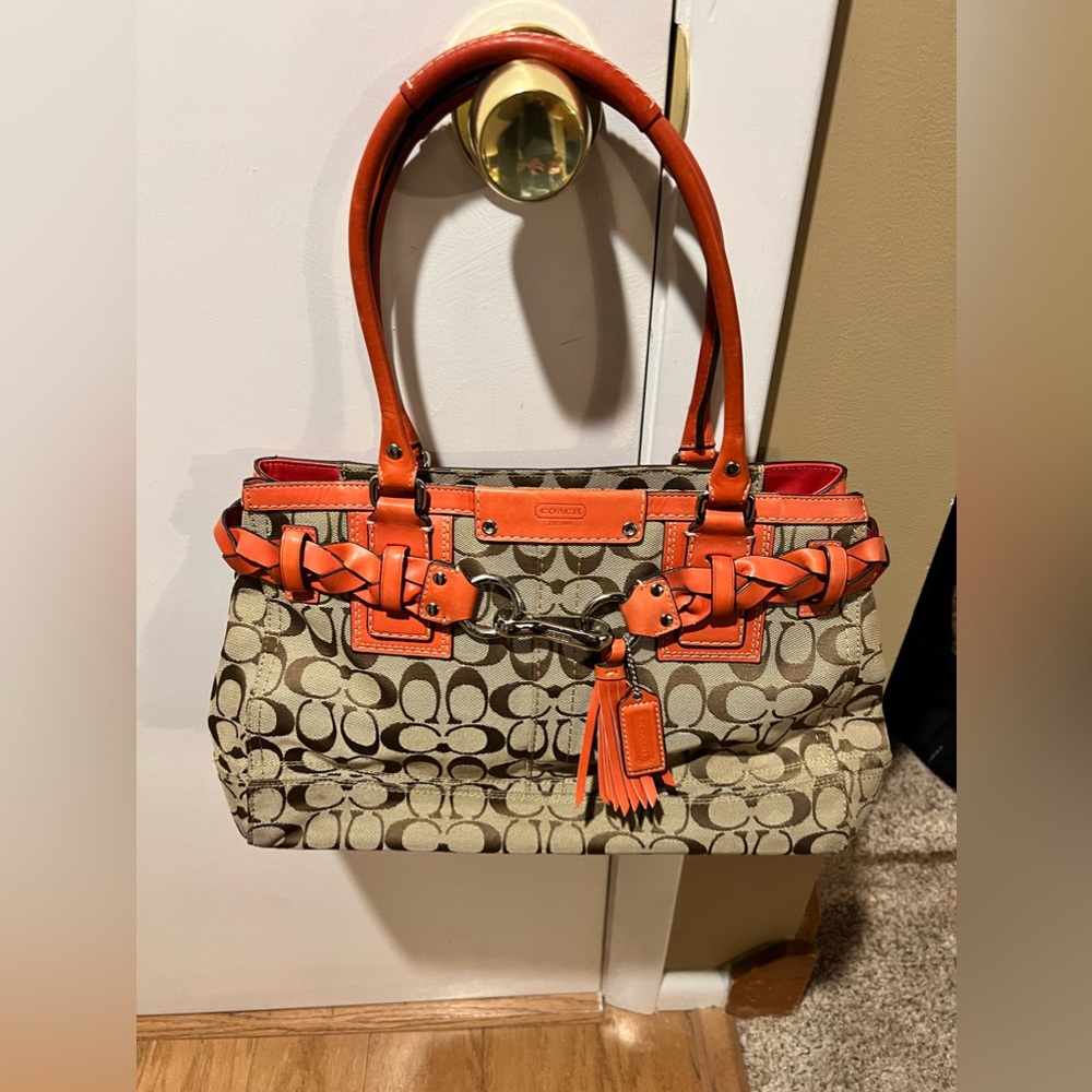 NWOT orange coach braided belt  handbag